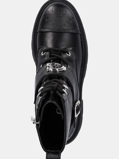 Guess botki SADIKA damskie kolor czarny na płaskim obcasie FLTSDK ELE10