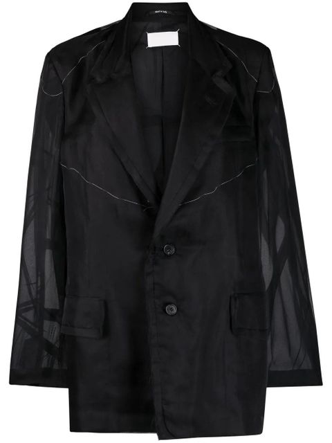 Maison Margiela sheer-panel single-breasted jacket - Black - zdjęcie produktu nr 1