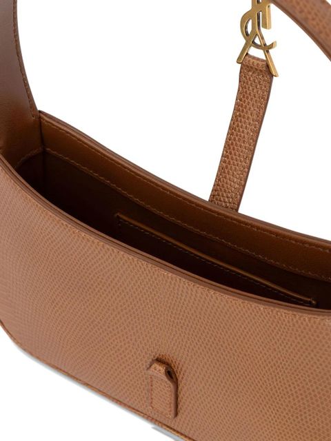 Saint Laurent logo-plaque leather shoulder bag - Brown