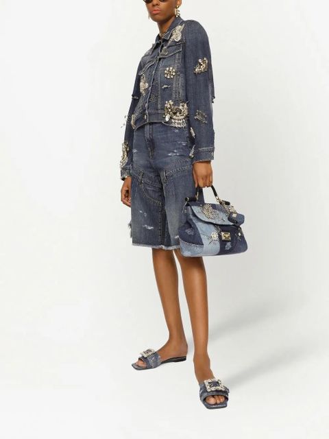 Dolce & Gabbana rhinestone-embellished denim jacket - Blue - zdjęcie produktu nr 2