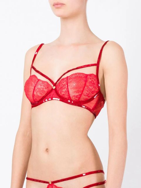 Versace 'Peek-a-Boo' scalloped lace bra - Red - zdjęcie produktu nr 2