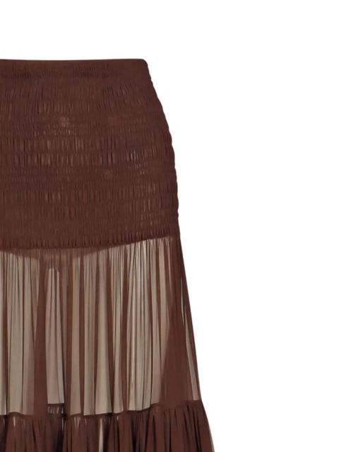 Saint Laurent shirred tiered maxi skirt - Brown - zdjęcie produktu nr 2