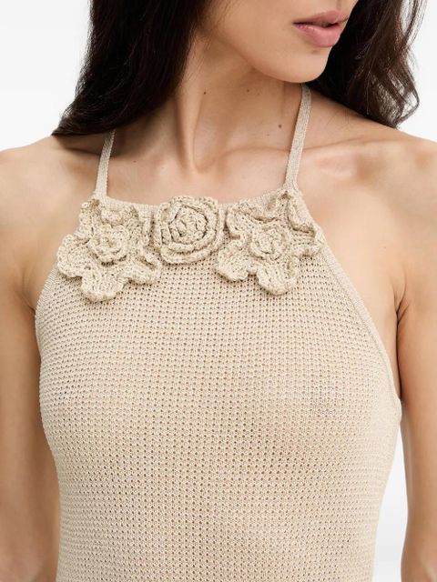 TWINSET crochet-knit floral-appliqué dress - Neutrals