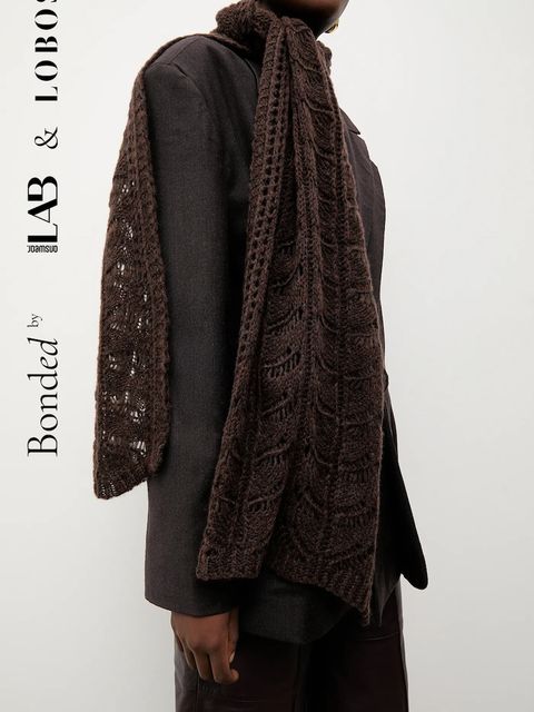 Answear.LAB szalik z wełną damski kolor brązowy gładki - zdjęcie produktu nr 1