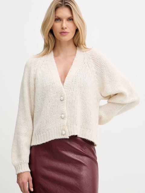 Haveone kardigan z domieszką wełny damski kolor beżowy lekki JIT-P021 - zdjęcie produktu nr 1