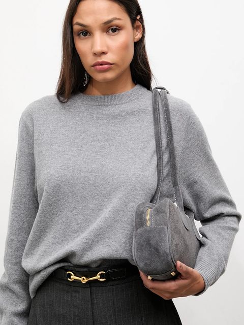 Answear.LAB sweter z wełny merino z apaszką damski kolor szary lekki