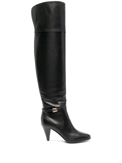 Dolce & Gabbana DG buckle knee-length boots - Black - zdjęcie produktu nr 1