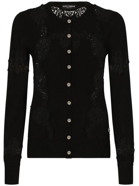 Dolce & Gabbana lace-panel cashmere-silk cardigan - Black - zdjęcie produktu nr 1