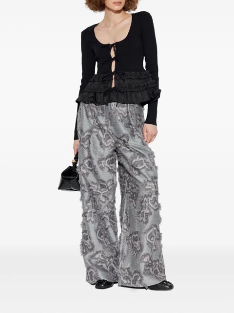 GANNI frayed floral palazzo pants - 876 GREY - zdjęcie produktu nr 2