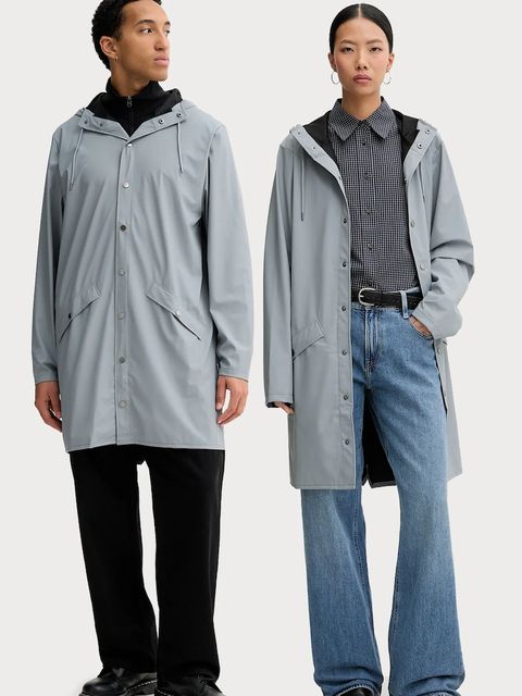 Rains kurtka przeciwdeszczowa 12020 Long Jacket W3 kolor szary przejściowa 12020 - zdjęcie produktu nr 1