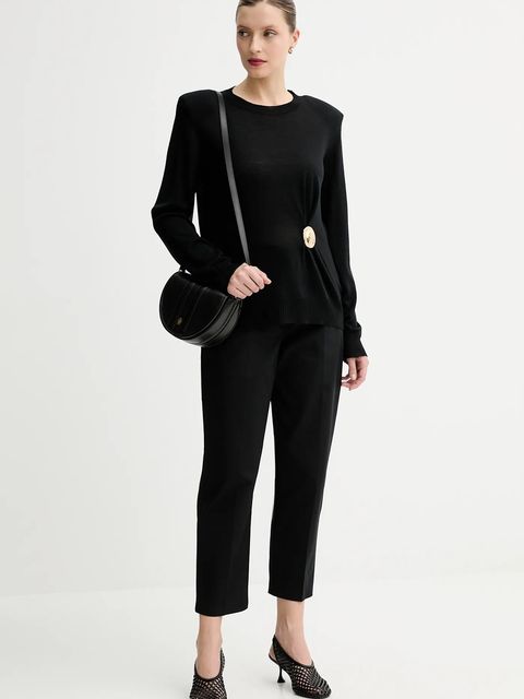 Calvin Klein spodnie damskie kolor czarny proste high waist LV044B916G