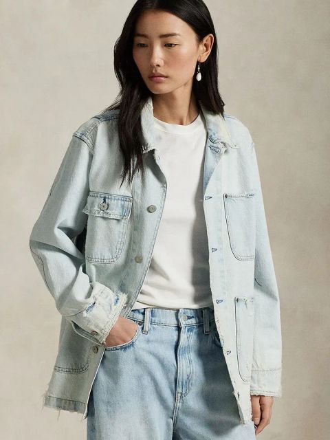 Polo Ralph Lauren kurtka jeansowa bawełniana kolor niebieski przejściowa 211959042