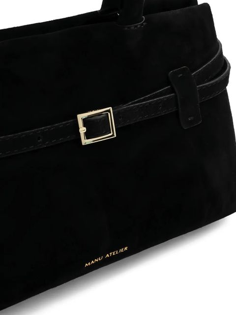 Manu Atelier buckle-fastening suede tote bag - Black