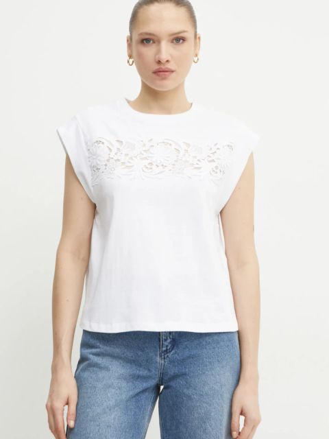 Twinset t-shirt bawełniany damski kolor biały 251TP2073