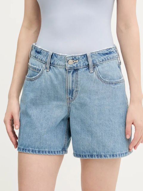 Hollister Co. szorty jeansowe bawełniane damskie kolor niebieski gładkie medium waist KI349-5096