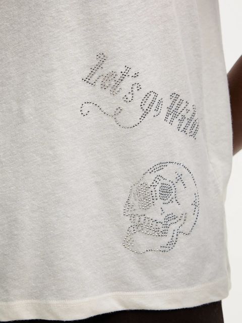 ZADIG&VOLTAIRE t-shirt z domieszką lnu damski kolor beżowy JWTS02818