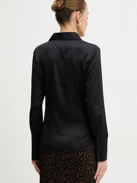 Guess koszula FERNANDA damska kolor czarny regular z kołnierzykiem klasycznym W5BH83 WF1T2