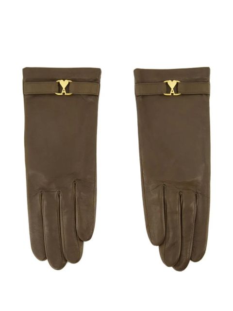 AMI Paris Ami De Coeur leather gloves - Brown - zdjęcie produktu nr 1