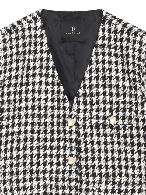 ANINE BING Cara houndstooth-pattern blazer - Black