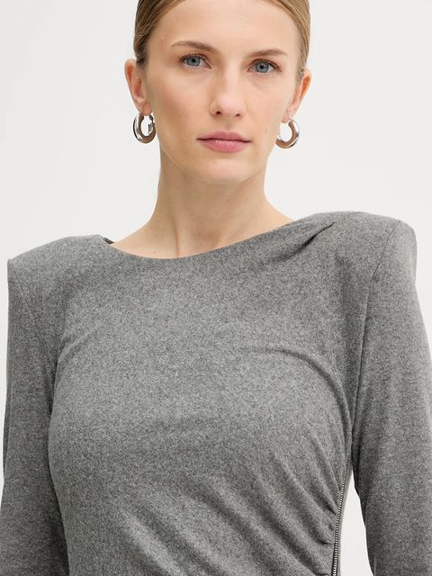 Pinko sukienka z dodatkiem wełny kolor szary mini dopasowana 106126 A2ZU