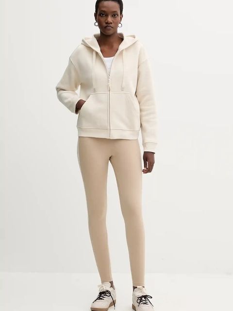 Weekend Max Mara legginsy BASILIO damskie kolor beżowy z nadrukiem 2525786061600