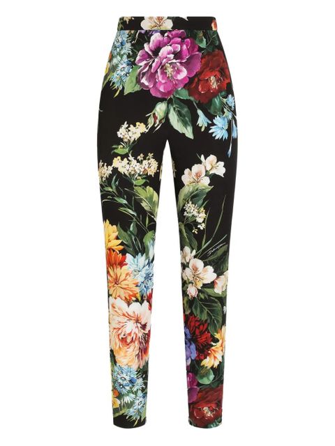 Dolce & Gabbana flower Bouquet-print charmeuse pants - Black - zdjęcie produktu nr 1