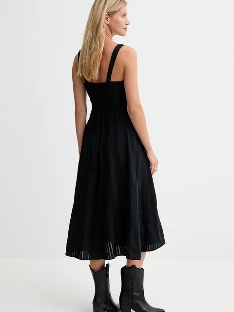 Levi's sukienka bawełniana kolor czarny midi rozkloszowana 003PR