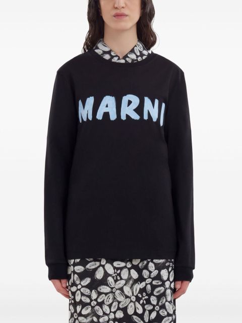 Marni logo print T-shirt - Black