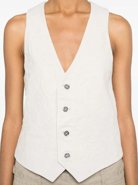 Zadig&Voltaire Emilie crinkled leather waistcoat - Neutrals