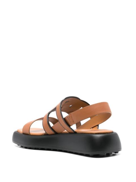 Tod's cut-out chain leather sandals - Brown