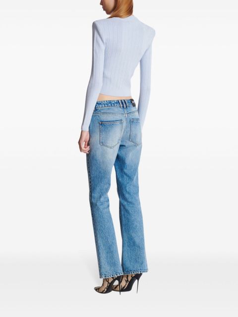 Balmain engraved-button cardigan - Blue