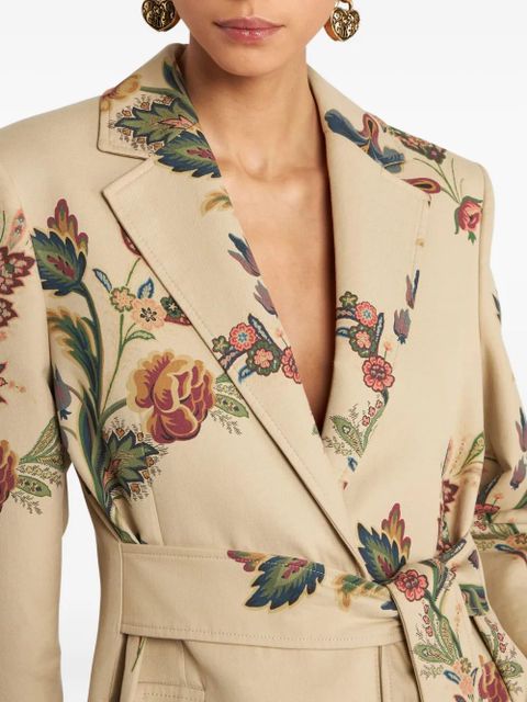 ETRO floral-print belted coat - Neutrals