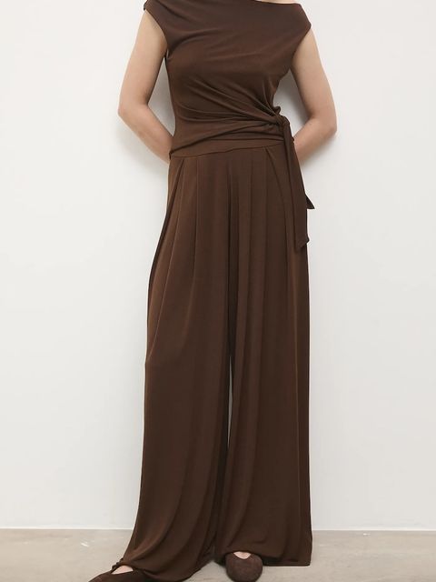 Answear.LAB spodnie damskie kolor brązowy szerokie high waist - zdjęcie produktu nr 1