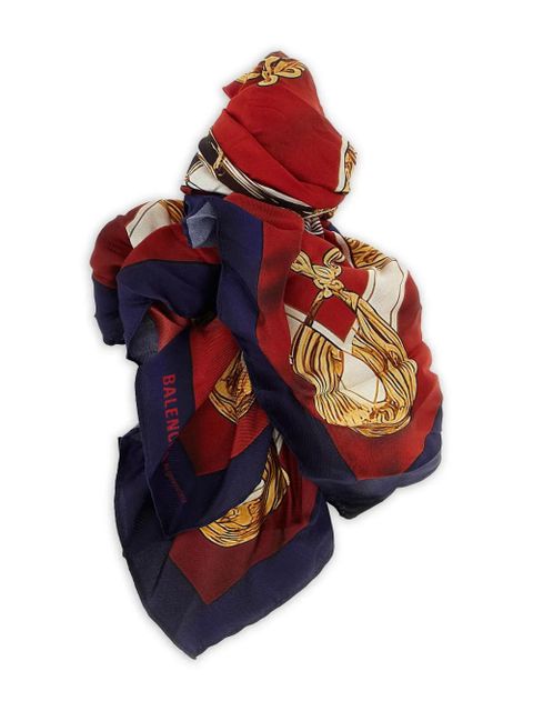 Balenciaga patterned silk twill scarf - Red - zdjęcie produktu nr 2