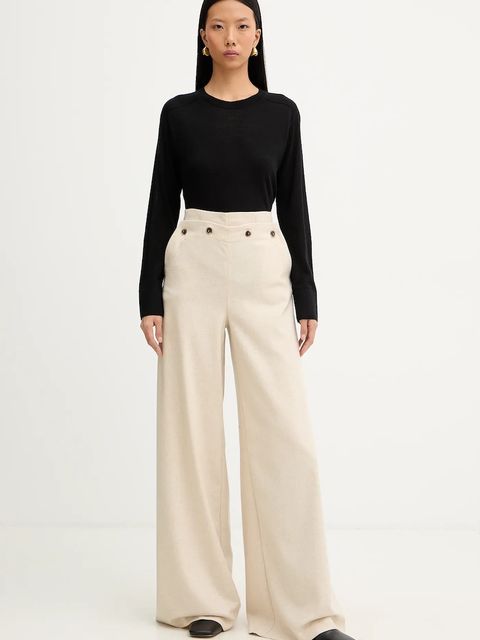 MAX&Co. spodnie damskie kolor beżowy szerokie high waist 2526136124200 - zdjęcie produktu nr 2