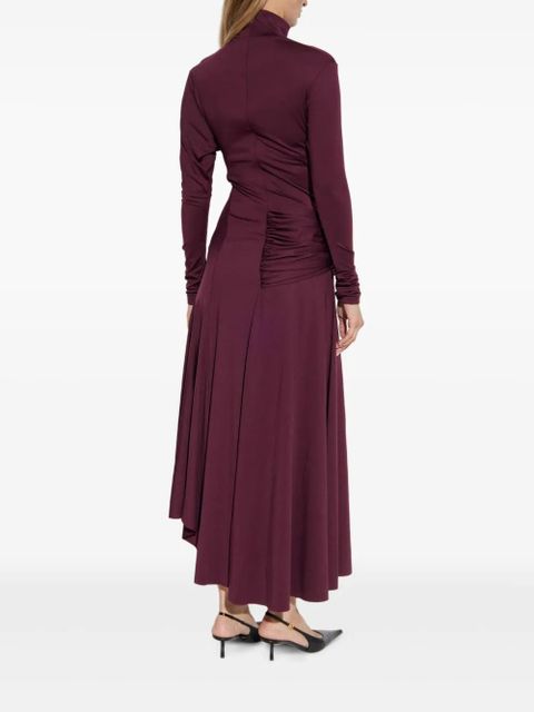 Victoria Beckham turtleneck knot-detail asymmetrical dress - Red