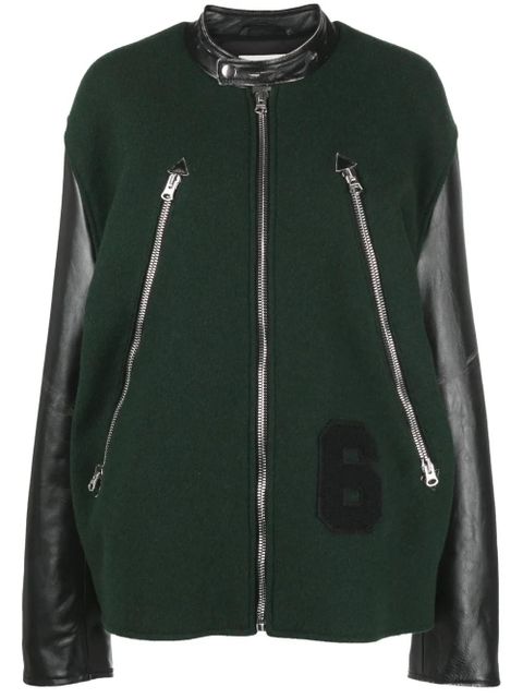 MM6 Maison Margiela zipped varsity jacket - Green - zdjęcie produktu nr 1