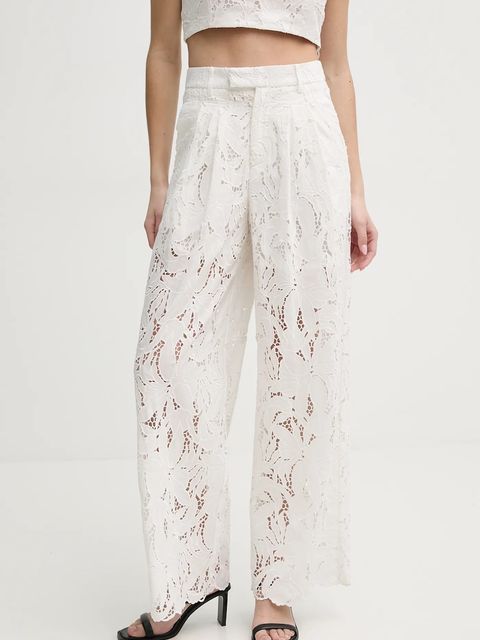 ISABELLE BLANCHE spodnie damskie kolor biały szerokie high waist IS25SS-P136-T020 - zdjęcie produktu nr 1