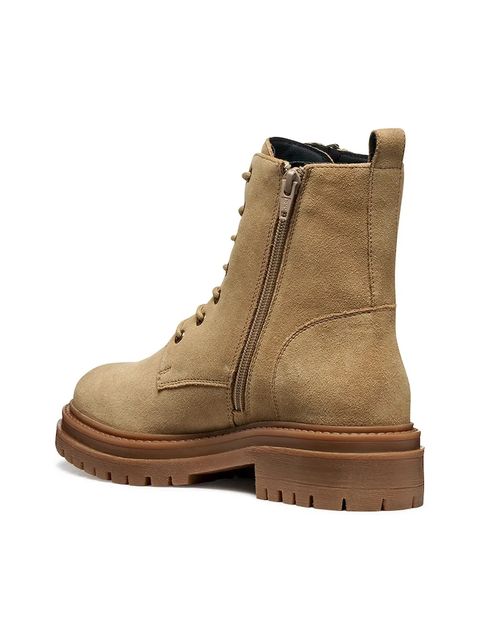 Geox botki zamszowe D IRIDEA damskie kolor beżowy na płaskim obcasie D16HRF 00022 C5010