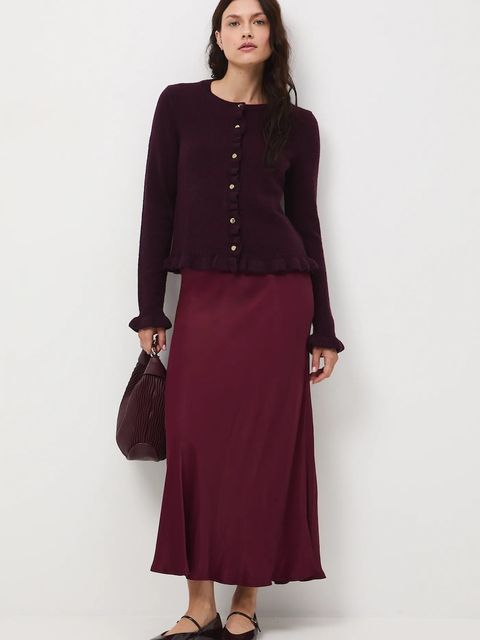 Medicine kardigan z wełną damskie kolor bordowy - zdjęcie produktu nr 2