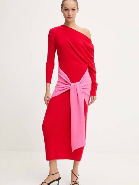 Never Fully Dressed sukienka kolor czerwony maxi dopasowana NFDKN737 - zdjęcie produktu nr 1