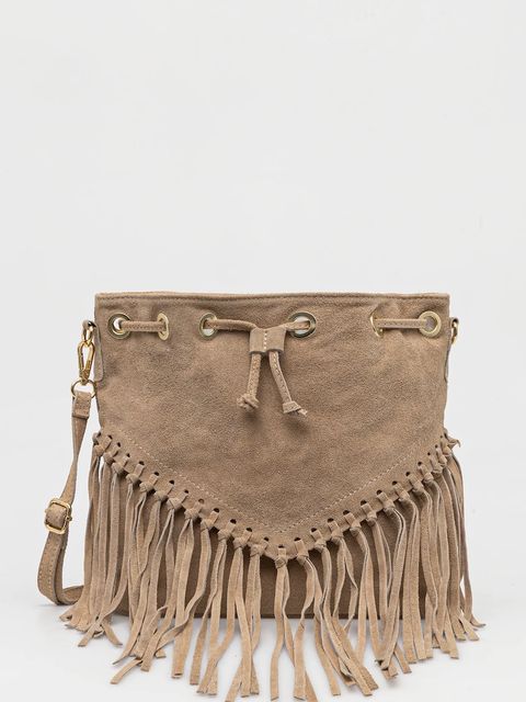 Answear.LAB torebka zamszowa kolor beżowy