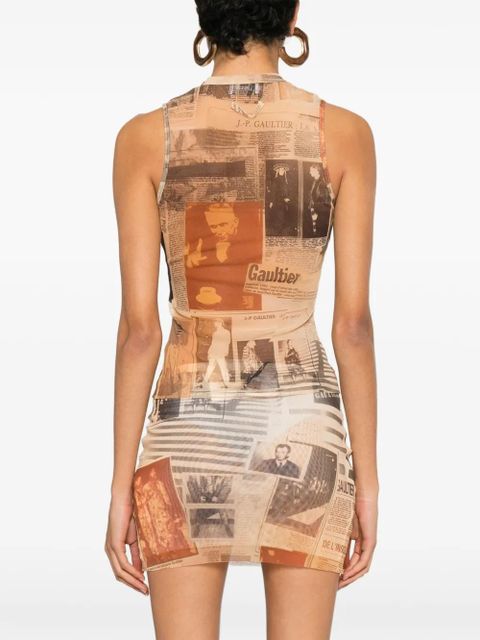 Jean Paul Gaultier newspaper-print top - Neutrals