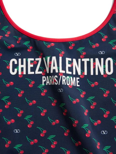 Valentino Garavani Cherryfic-print swimsuit - Blue