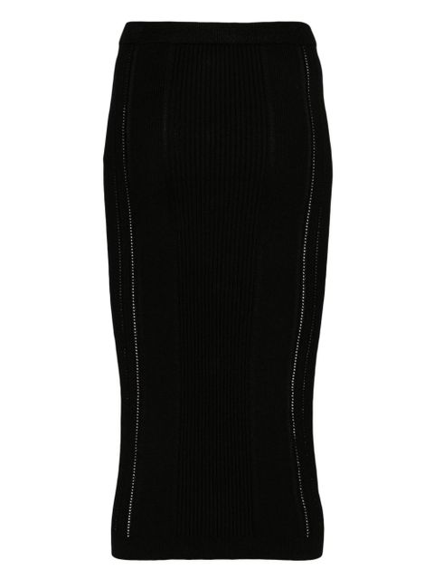 Balmain ribbed-knit midi skirt - Black - zdjęcie produktu nr 2