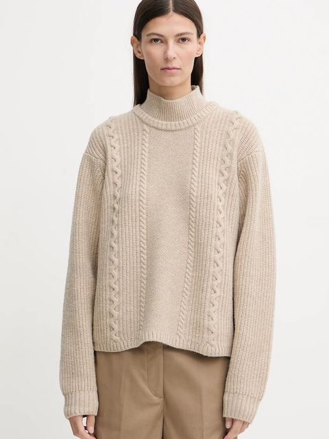 G-Star sweter wełniany 0 damski kolor beżowy ciepły z golfem D27730.D770 - zdjęcie produktu nr 1