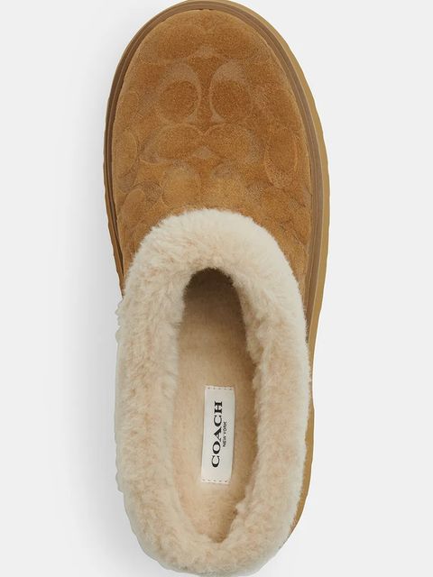 Coach kapcie zamszowe Cecelia Signature kolor beżowy CCO36