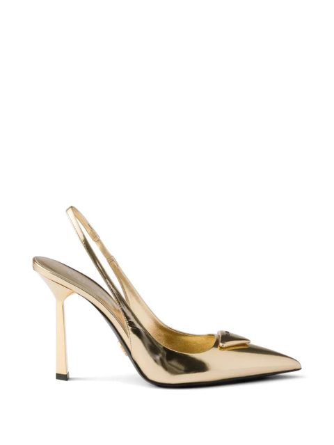 Prada metallic-leather slingback pumps - Gold - zdjęcie produktu nr 1
