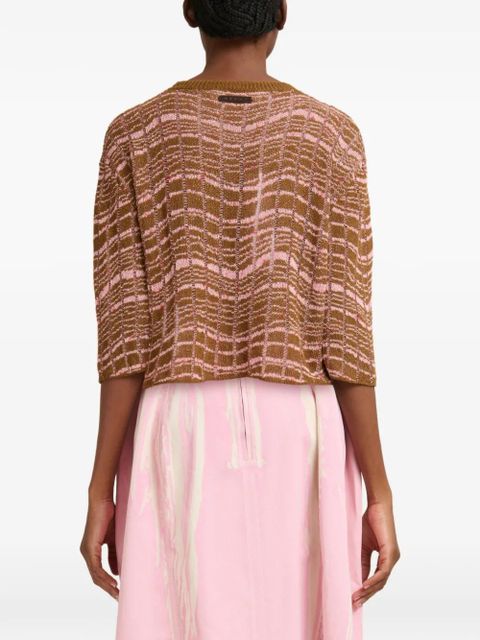 Marni jacquard-pattern laddered sweater - Brown