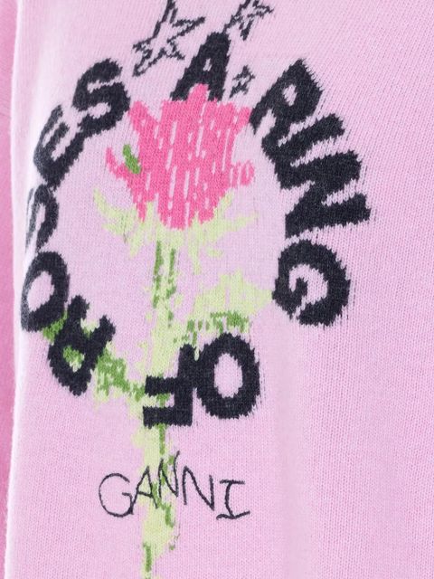GANNI Ring of Roses crew-neck sweater - Pink